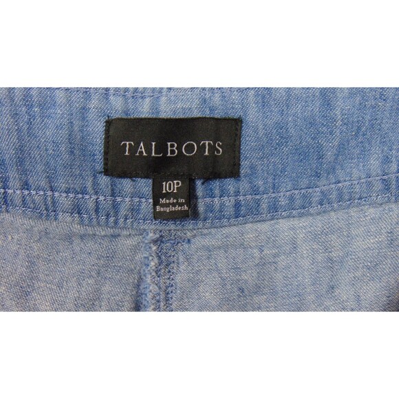 Talbots Capri Pants Womens 10P Blue Nautical Linen Comfort Wide Leg Rope Belt 10 - Picture 5 of 9